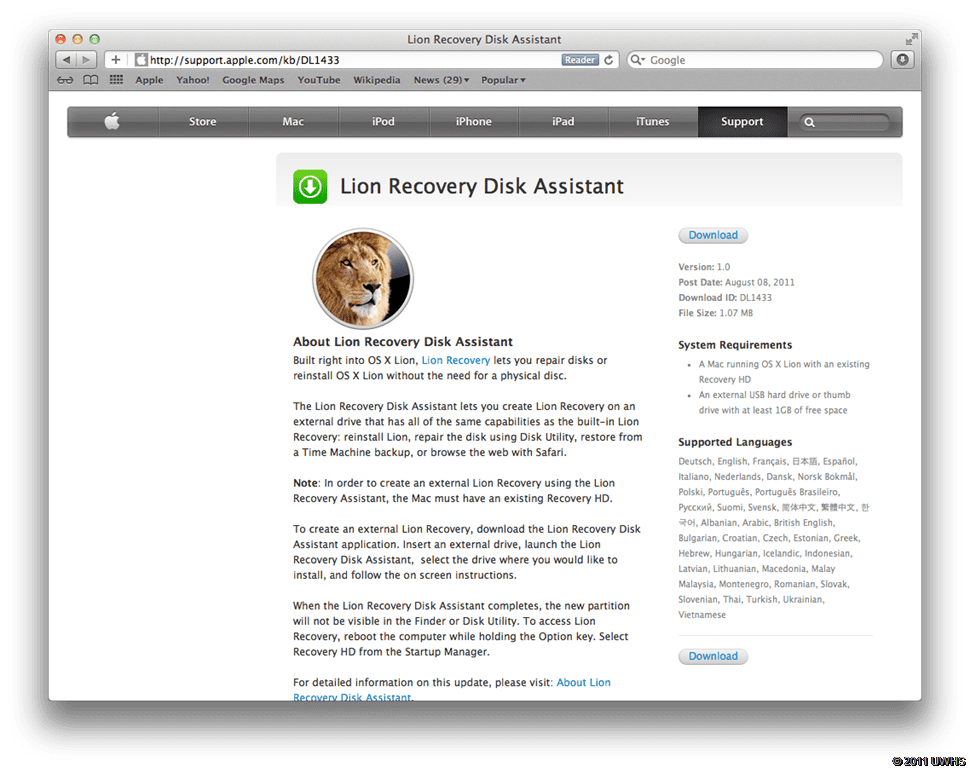 mac recovery disk assistant download